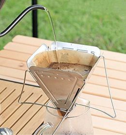 Foldable coffee drip holder Stainless steel filter cup Portable funnel coffee grounds filter Outdoor camping supplies Foldable coffee drip holder Stainless steel filter cup Portable funnel coffee grounds filter Outdoor camping supplies